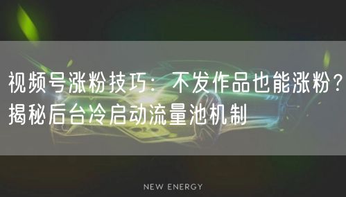 视频号涨粉技巧：不发作品也能涨粉？揭秘后台冷启动流量池机制