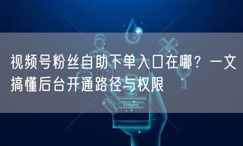 视频号粉丝自助下单入口在哪？一文搞懂后台开通路径与权限