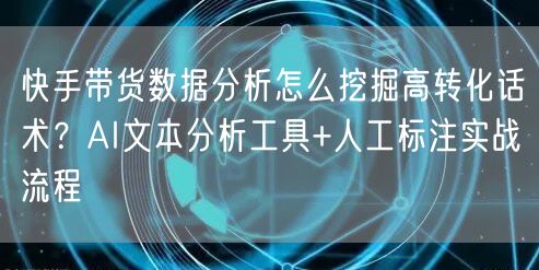 快手带货数据分析怎么挖掘高转化话术？AI文本分析工具+人工标注实战流程