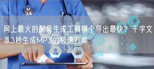 网上最火的配音生成工具哪个导出最快？千字文本3秒生成MP3的极速方案